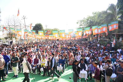 BJP Janajati Morcha organised a mega joining programme in presence of Chief Minister Dr Manik Saha at Shakuntala Road in front of Rabindra Satabarshiki Bhavan at Agartala on December 13.